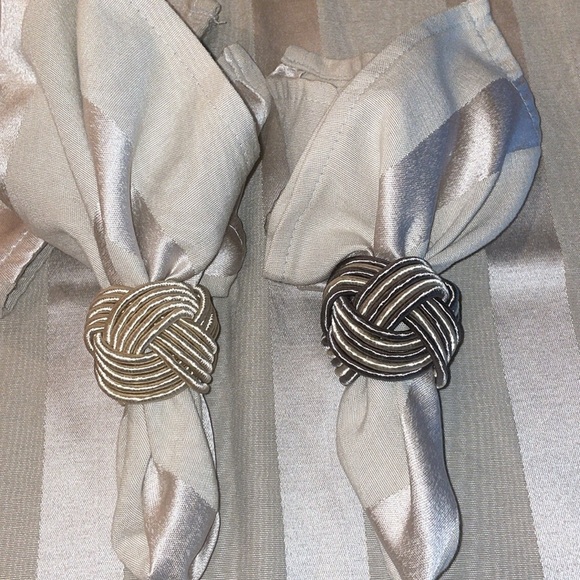 None Other - Set/4 Moire Stripes Napkin Set 16” Neutral Colors